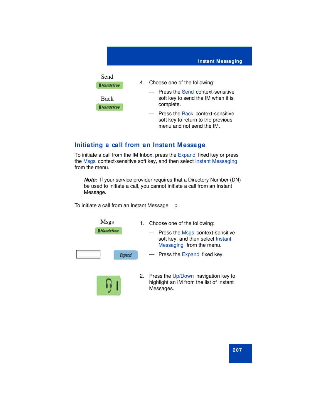 Avaya NN43113-101 manual Initiating a call from an Instant Message, To initiate a call from an Instant Message 