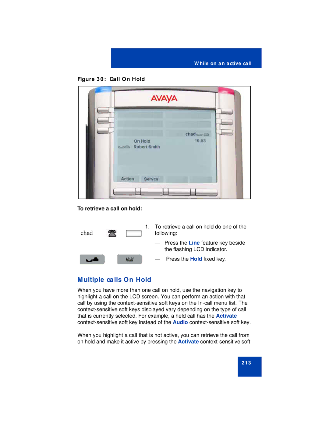 Avaya NN43113-101 manual Chad, Multiple calls On Hold 