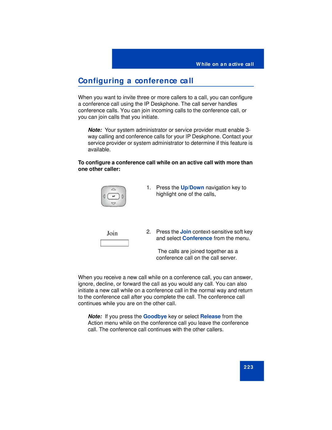 Avaya NN43113-101 manual Configuring a conference call 