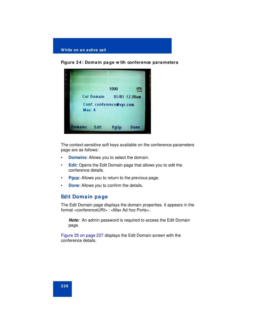 Avaya NN43113-101 manual Edit Domain, Domain page with conference parameters 