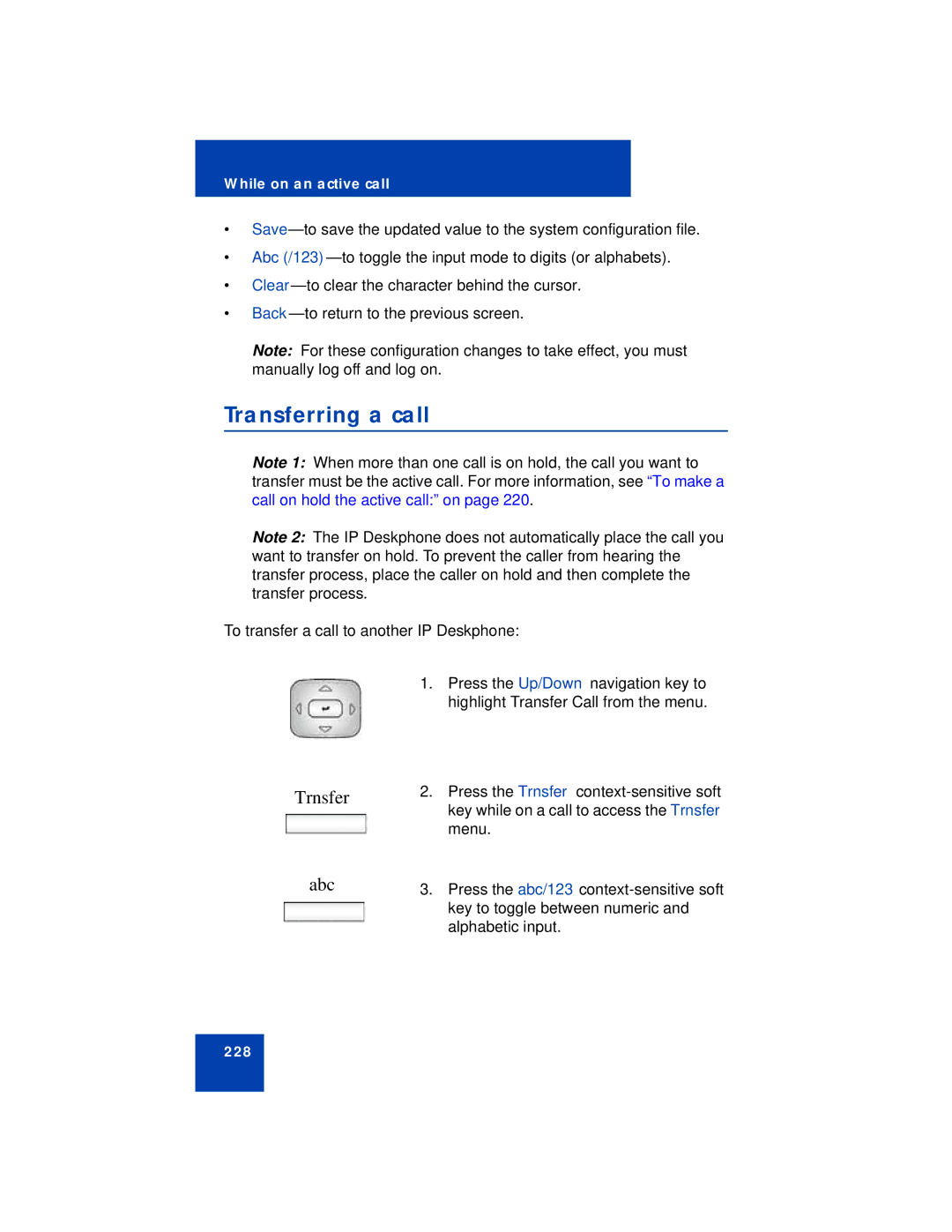 Avaya NN43113-101 manual Transferring a call, Trnsfer Abc, To transfer a call to another IP Deskphone 