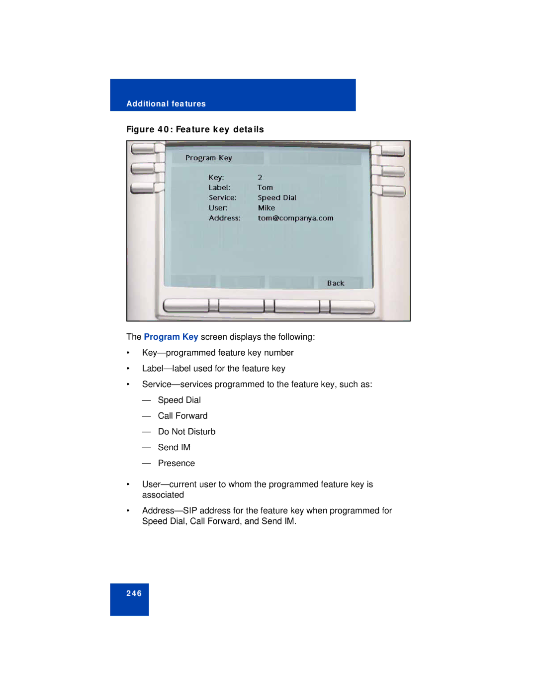 Avaya NN43113-101 manual Feature key details 