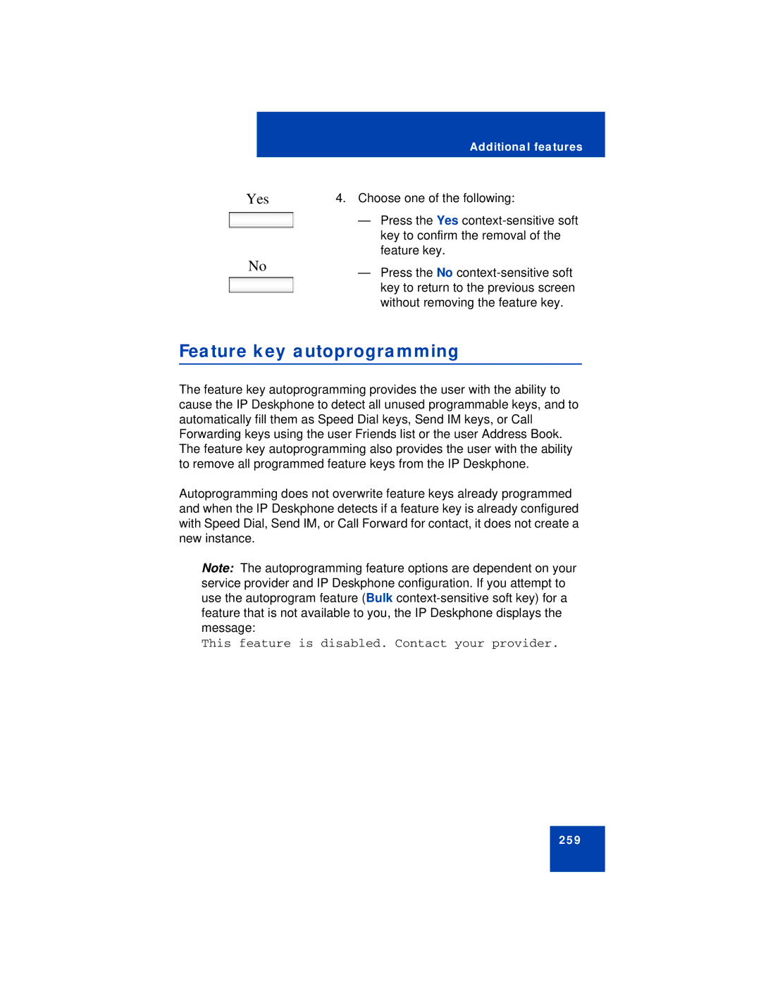 Avaya NN43113-101 manual Feature key autoprogramming, Yes 