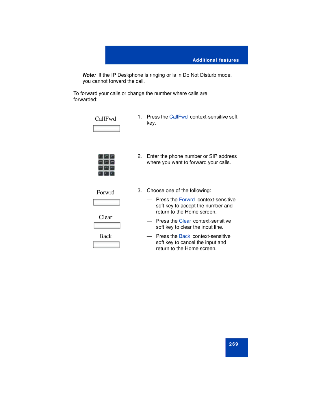 Avaya NN43113-101 manual CallFwd, Forwrd Clear Back 