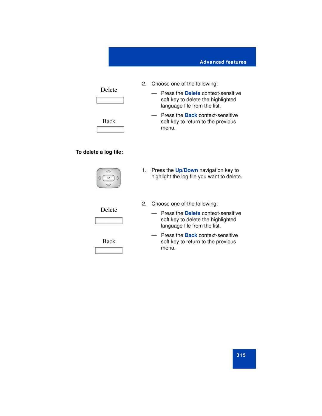 Avaya NN43113-101 manual To delete a log file 