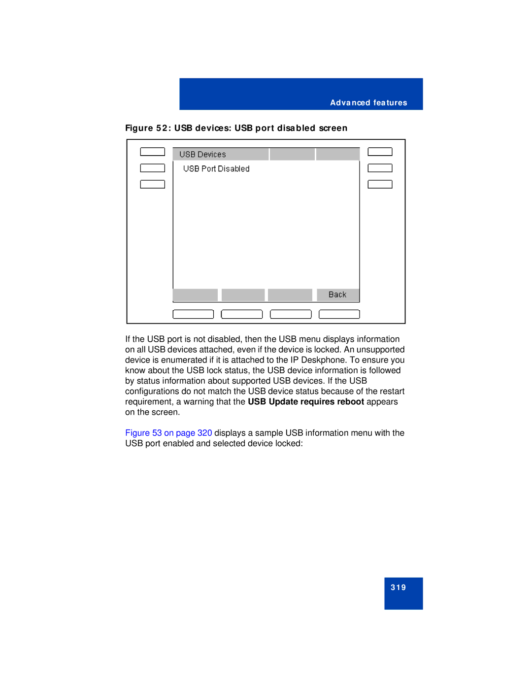 Avaya NN43113-101 manual USB devices USB port disabled screen 