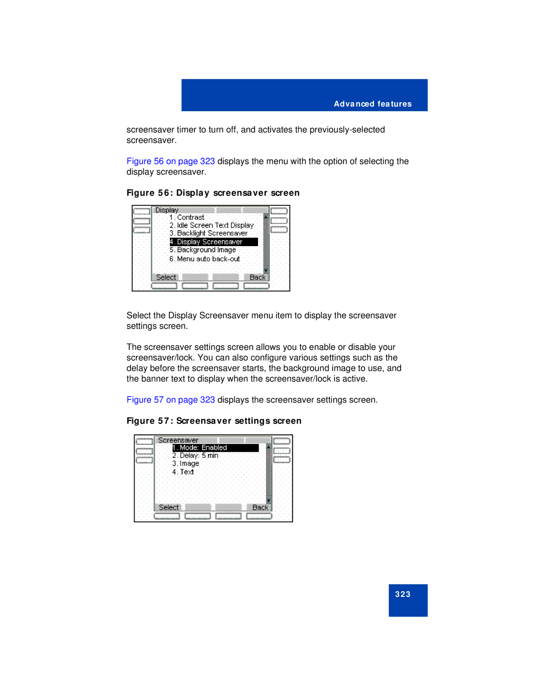 Avaya NN43113-101 manual Display screensaver screen 