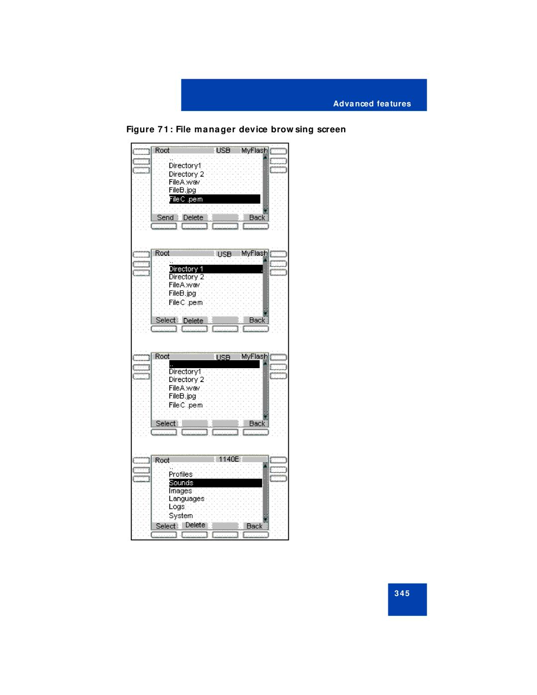 Avaya NN43113-101 manual File manager device browsing screen 