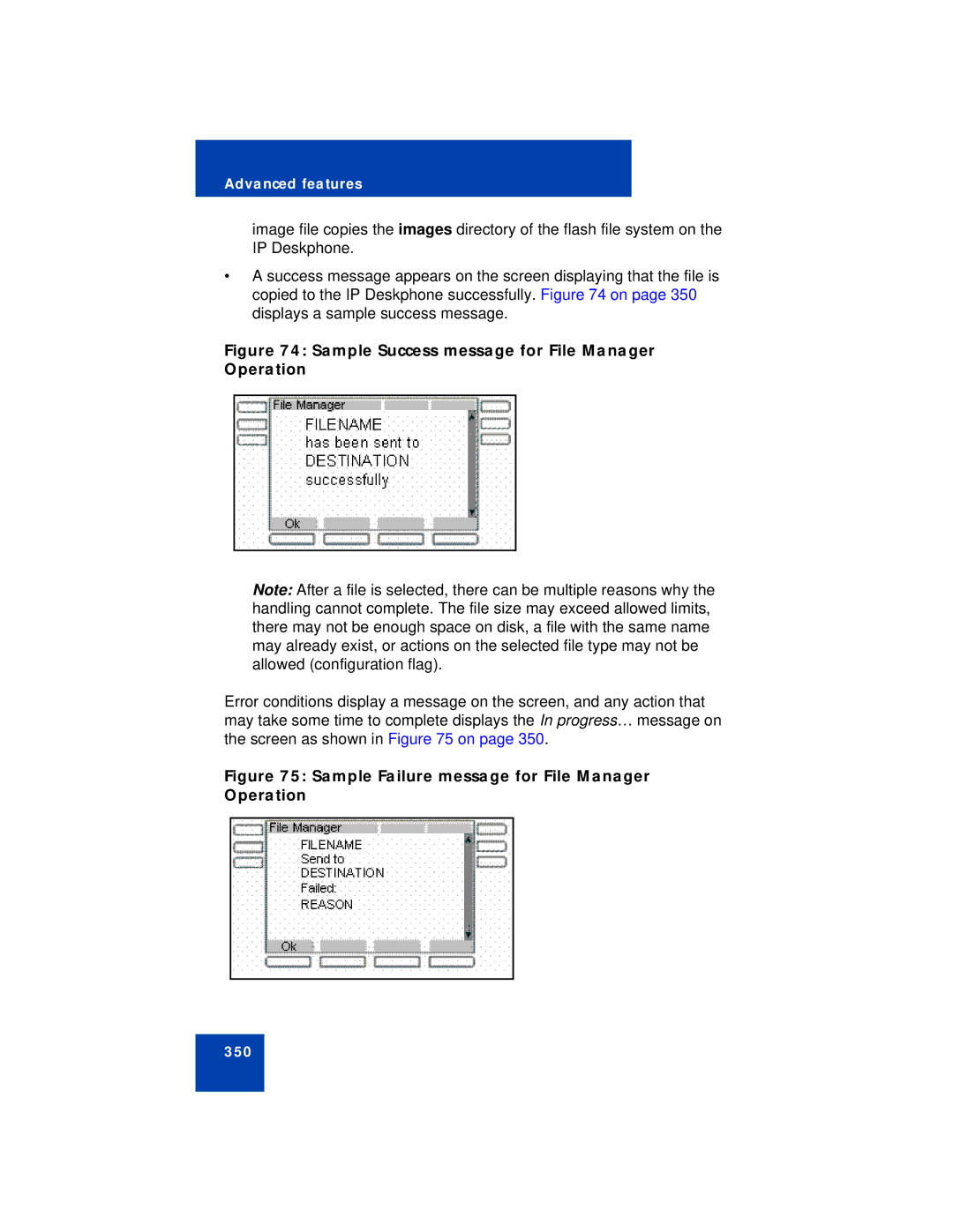 Avaya NN43113-101 manual Sample Success message for File Manager Operation 