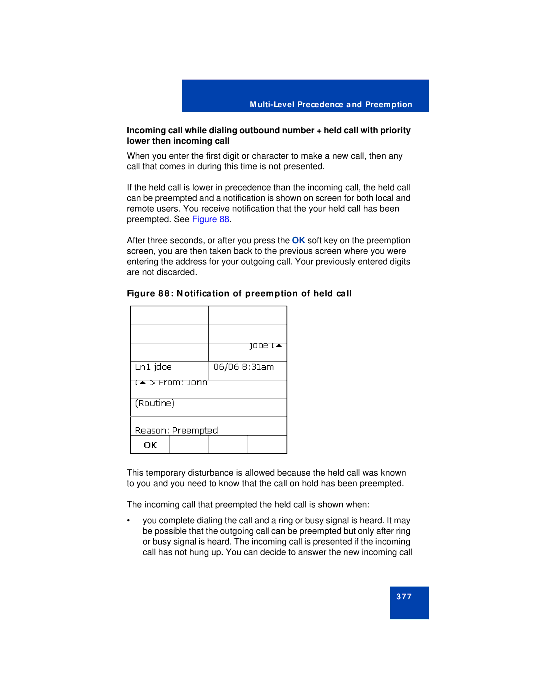 Avaya NN43113-101 manual Notification of preemption of held call 