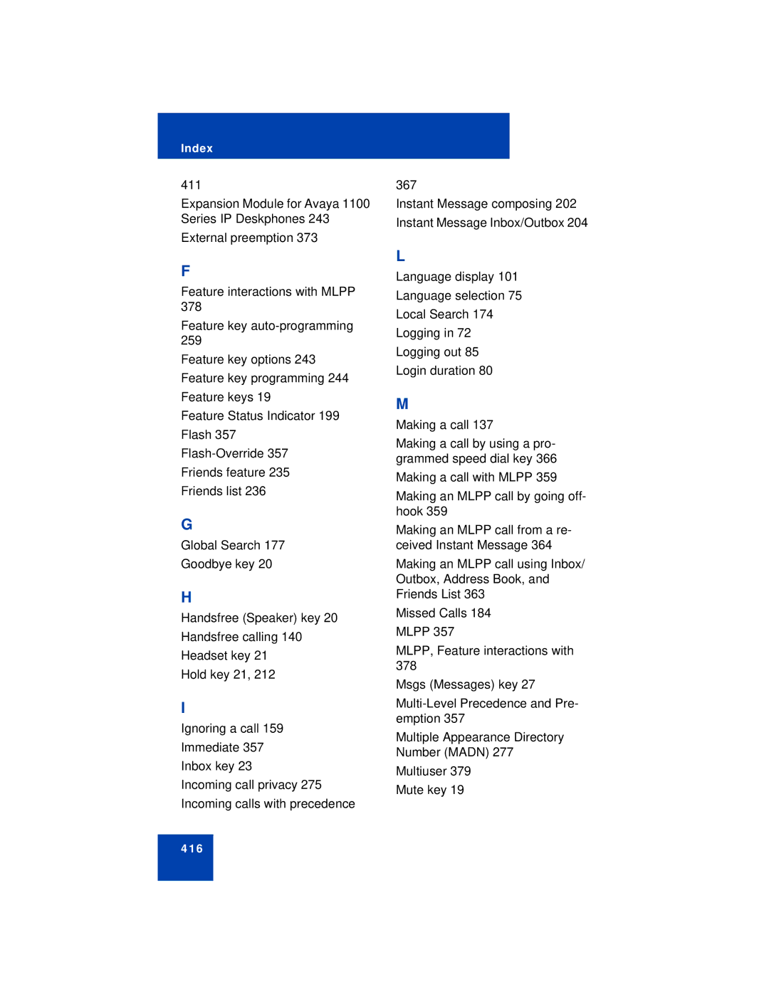 Avaya NN43113-101 manual 416 