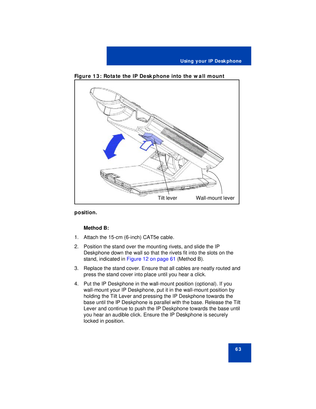 Avaya NN43113-101 manual Rotate the IP Deskphone into the wall mount, Position Method B 
