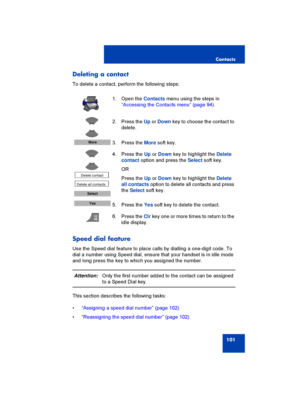 Avaya 4070, NN43120-122, 4027, 4075 manual Deleting a contact, Speed dial feature 