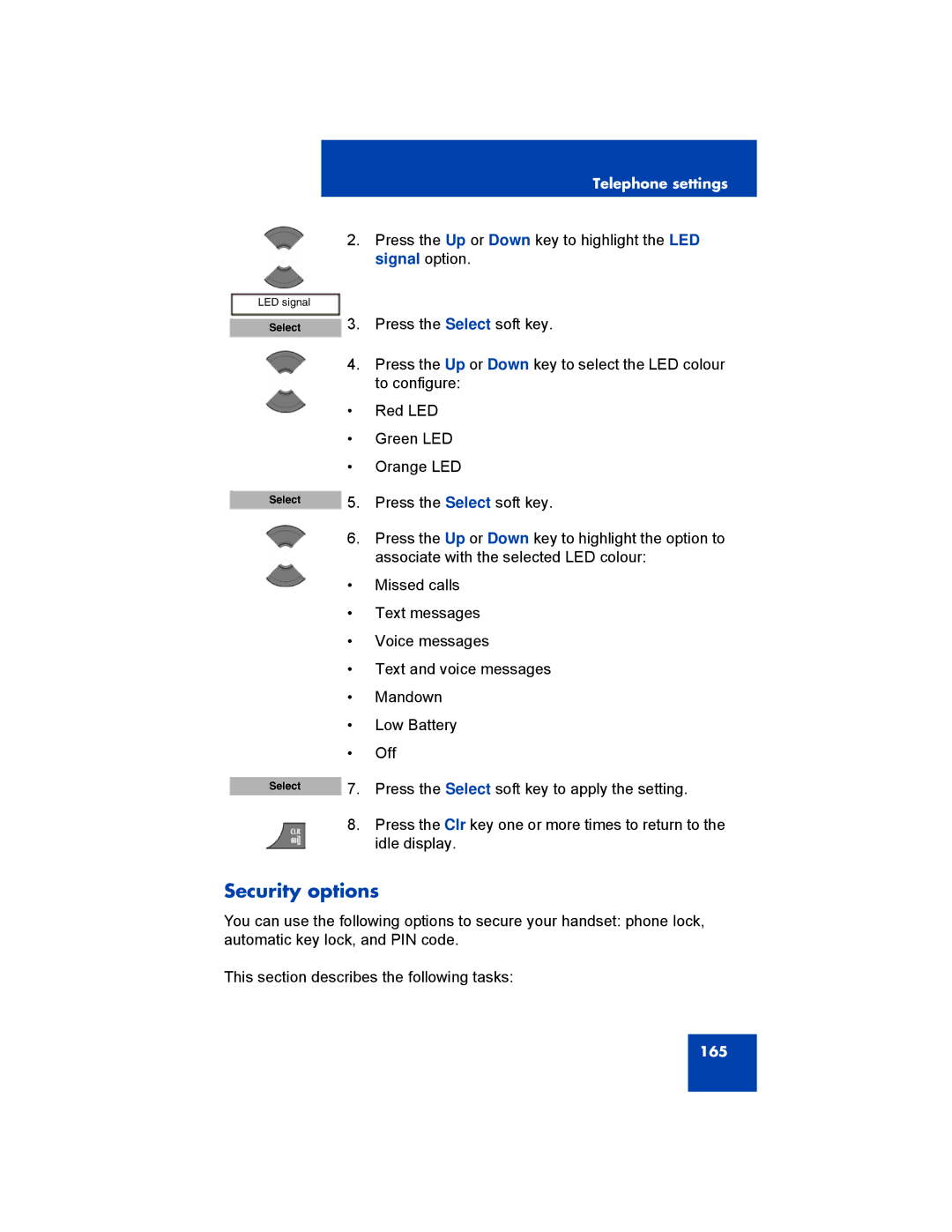 Avaya 4070, NN43120-122, 4027, 4075 manual Security options 