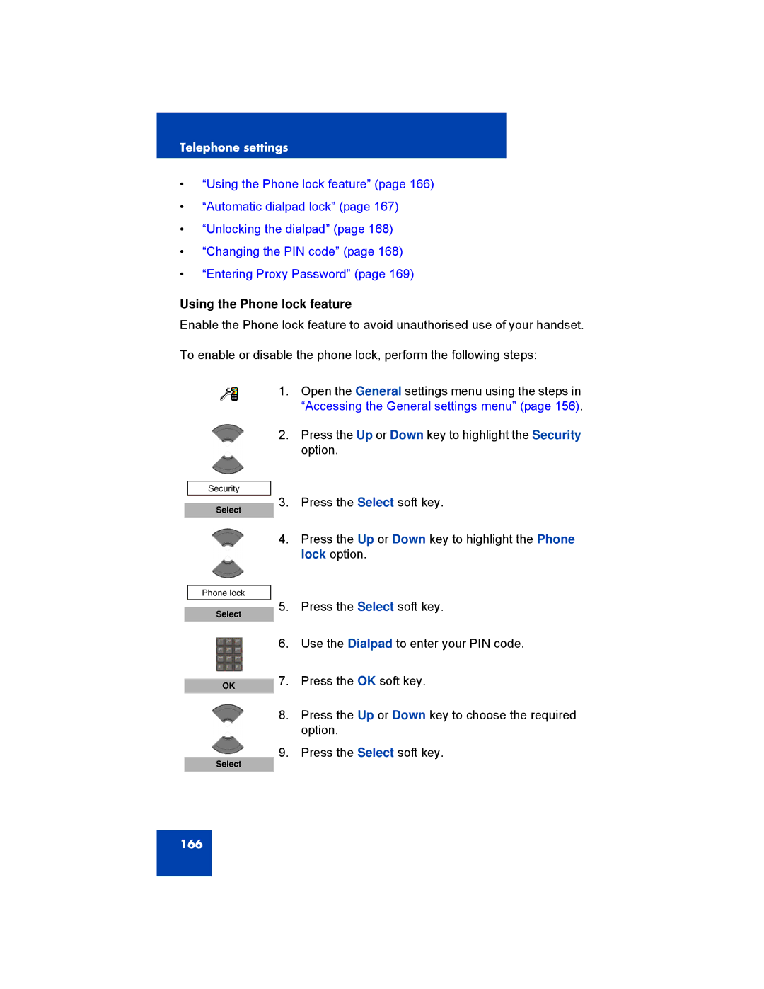 Avaya 4027, NN43120-122, 4070, 4075 manual Using the Phone lock feature 