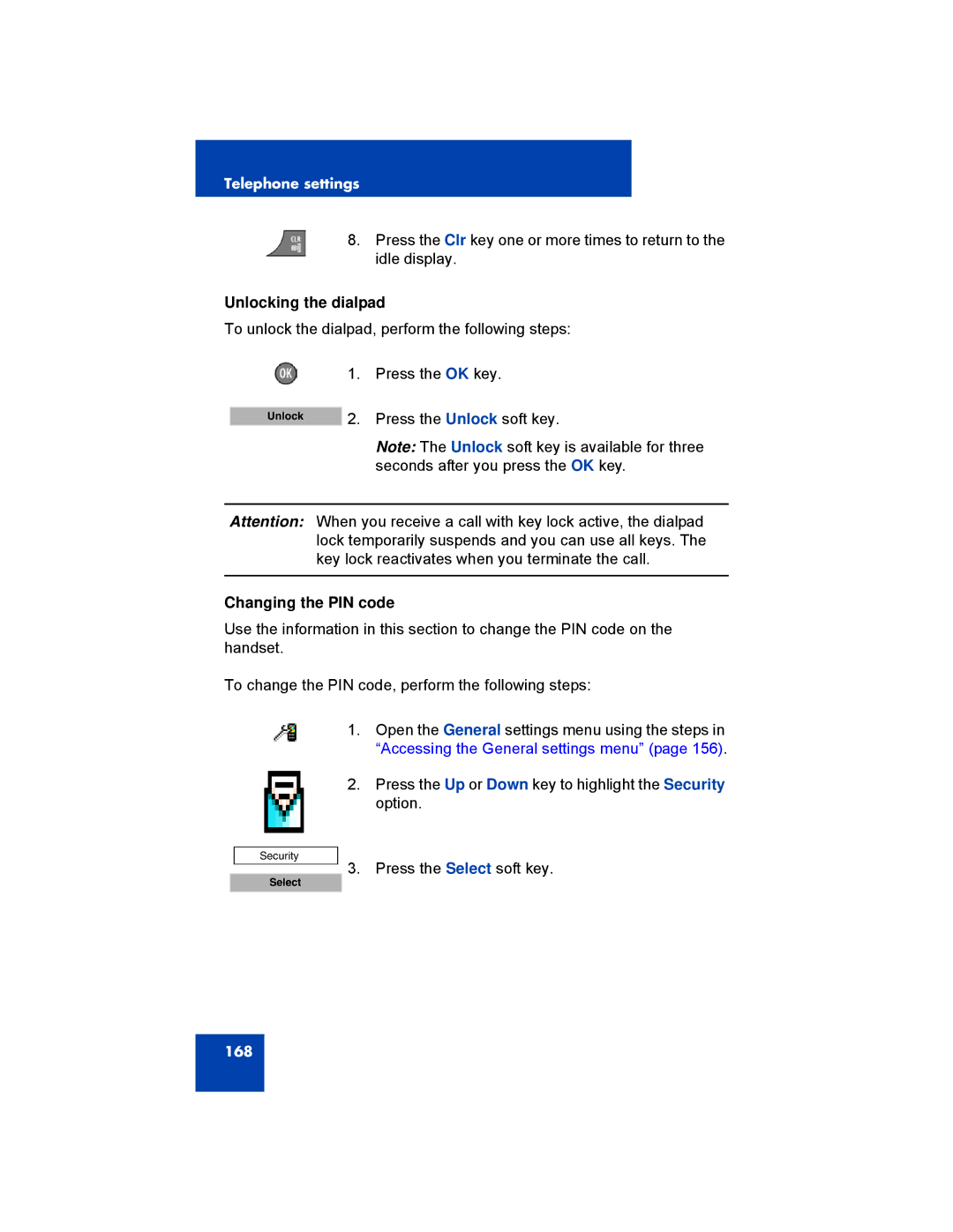 Avaya NN43120-122, 4070, 4027, 4075 manual Unlocking the dialpad, Changing the PIN code 