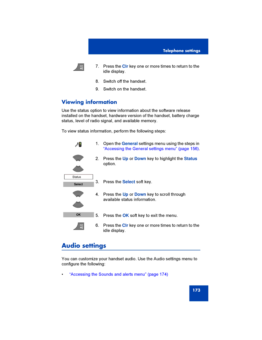 Avaya 4070, NN43120-122, 4027, 4075 manual Audio settings, Viewing information 