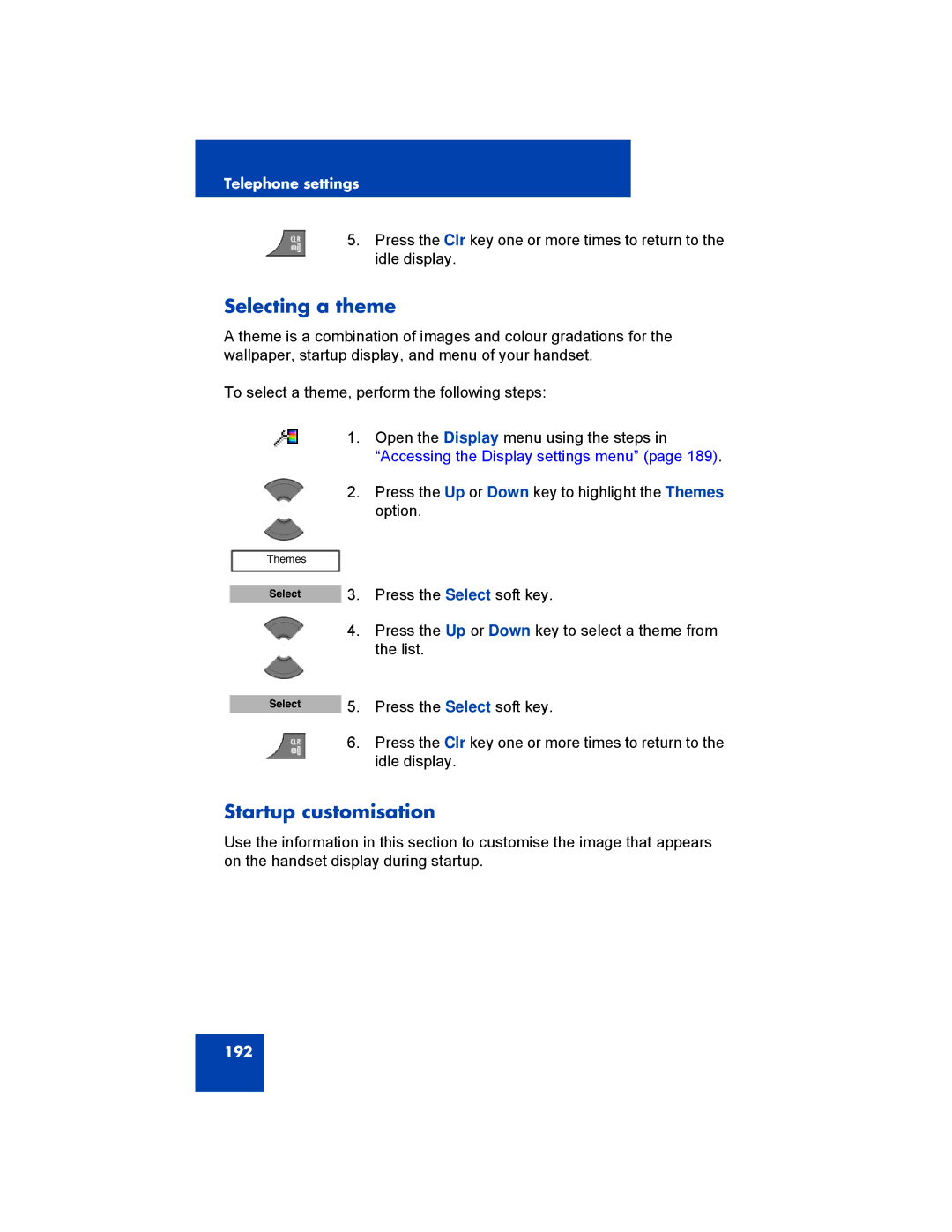 Avaya NN43120-122, 4070, 4027, 4075 manual Selecting a theme, Startup customisation 