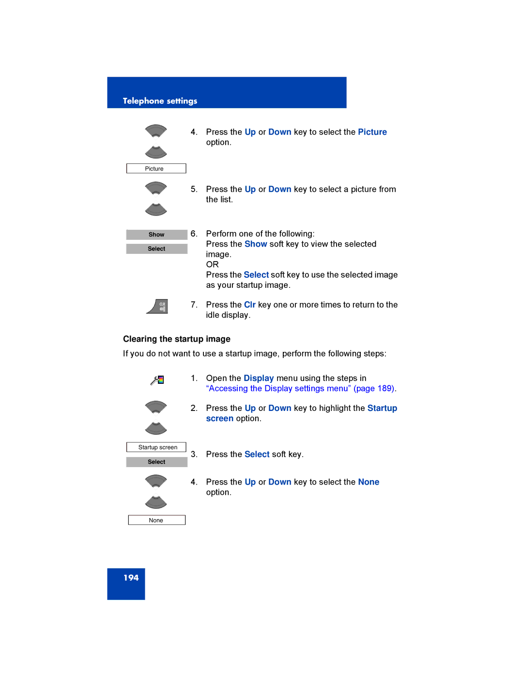 Avaya 4027, NN43120-122, 4070, 4075 manual Clearing the startup image 