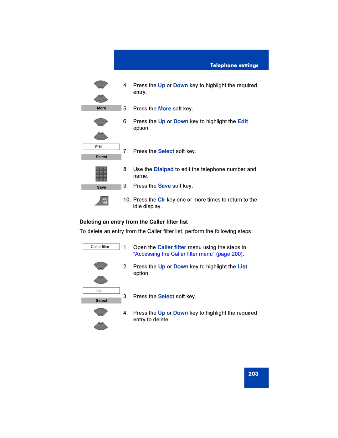 Avaya 4075, NN43120-122, 4070, 4027 manual Deleting an entry from the Caller filter list 