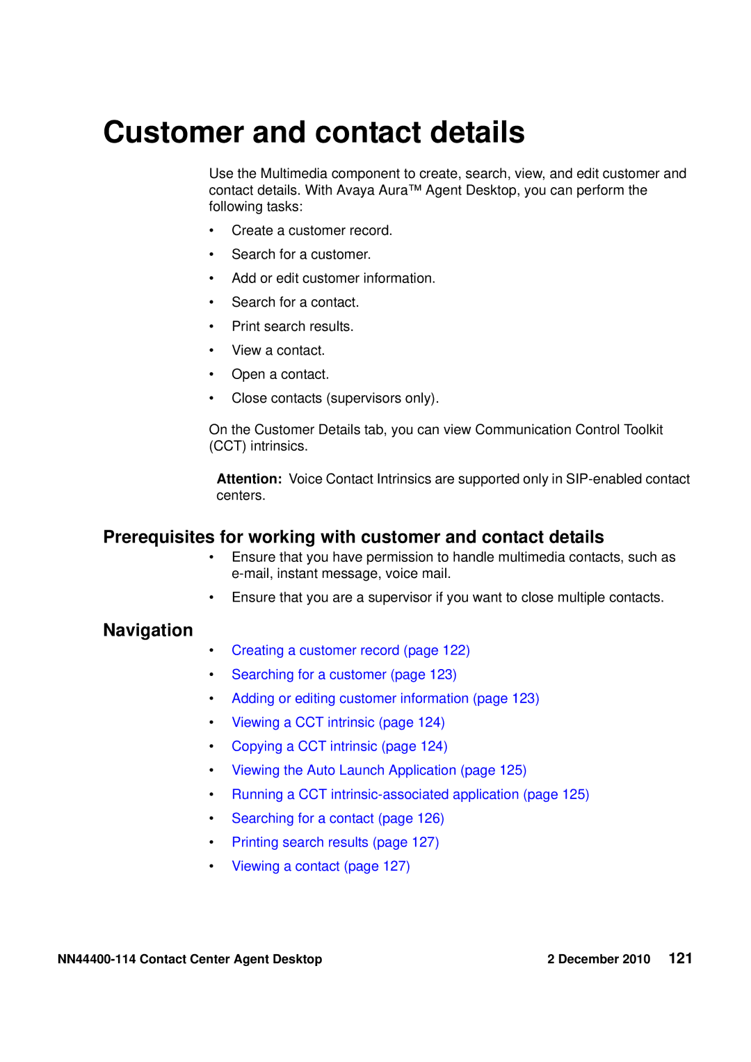 Avaya NN44400-114 manual Customer and contact details, Prerequisites for working with customer and contact details 