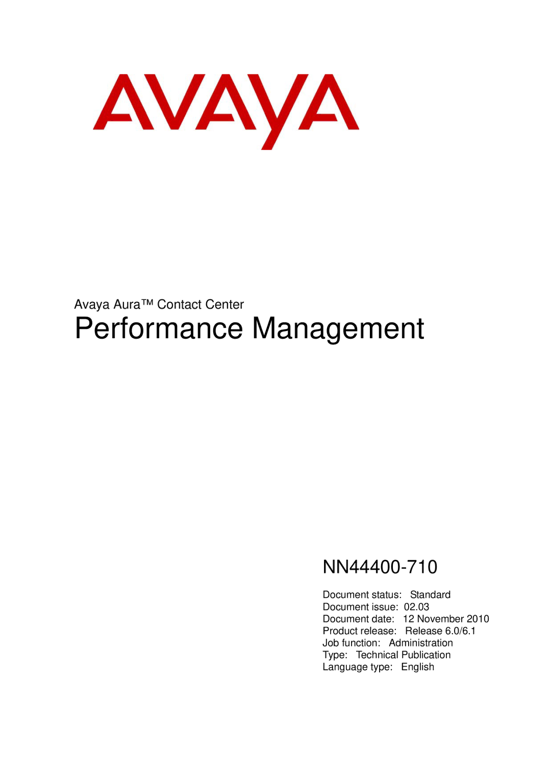 Avaya NN44400-710 manual Performance Management 