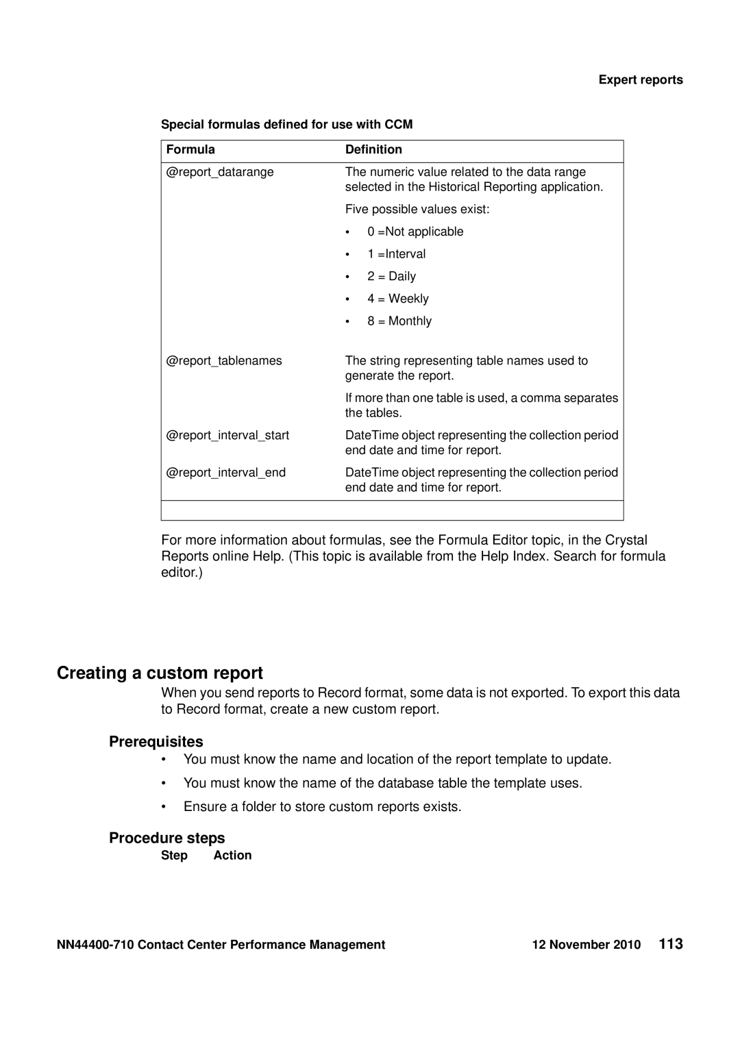 Avaya NN44400-710 manual Creating a custom report 