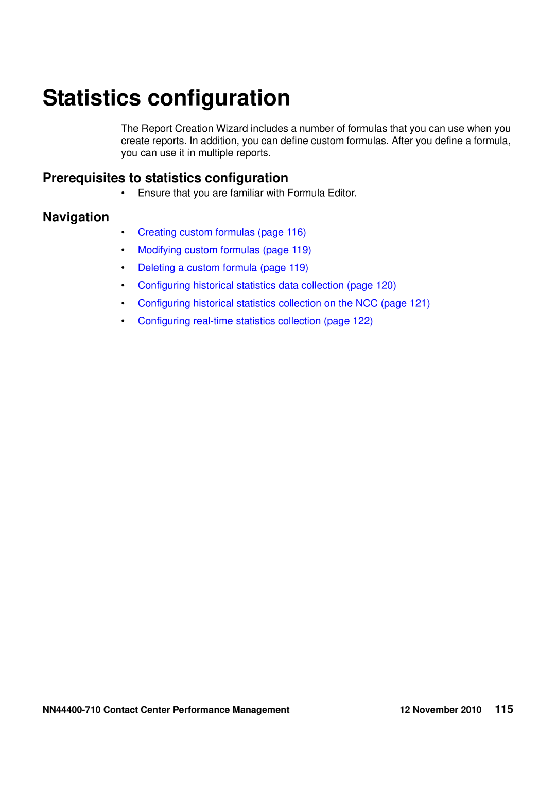 Avaya NN44400-710 manual Statistics configuration, Prerequisites to statistics configuration 