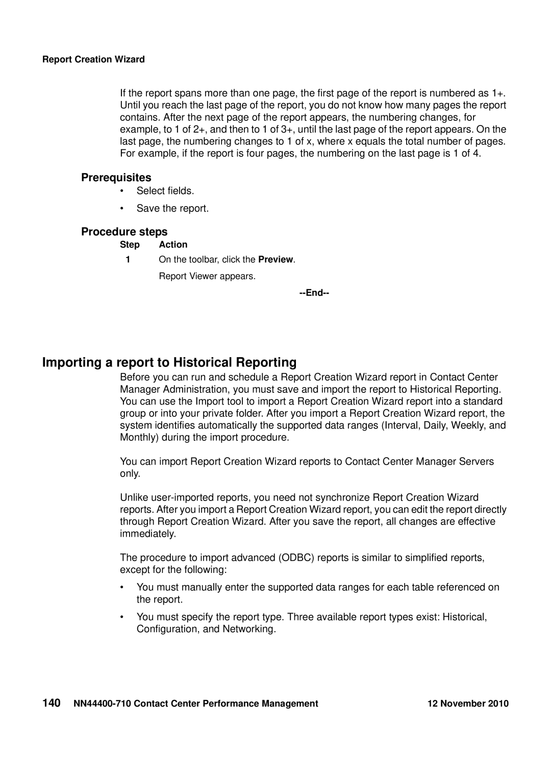 Avaya NN44400-710 manual Importing a report to Historical Reporting 