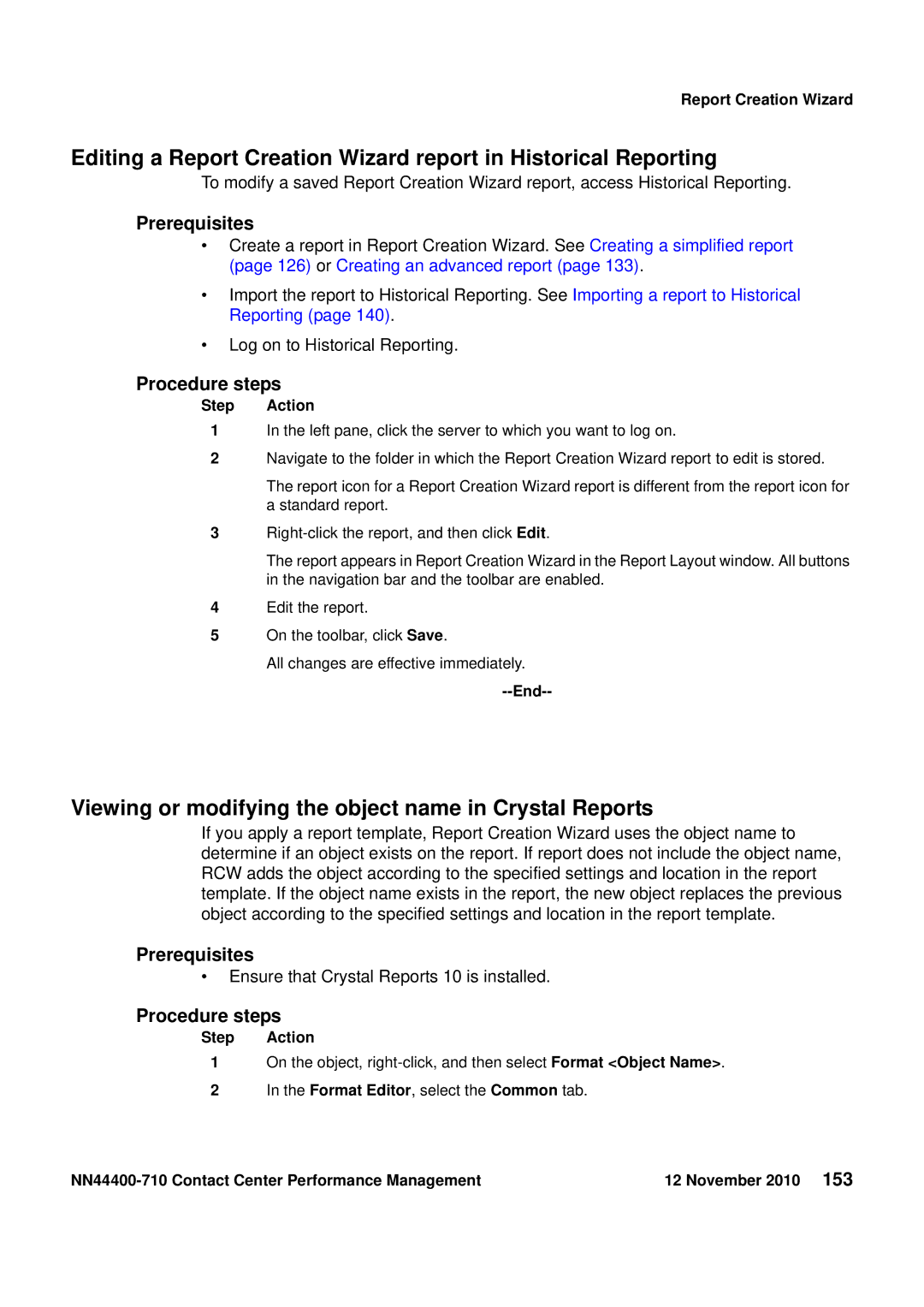 Avaya NN44400-710 manual Viewing or modifying the object name in Crystal Reports 