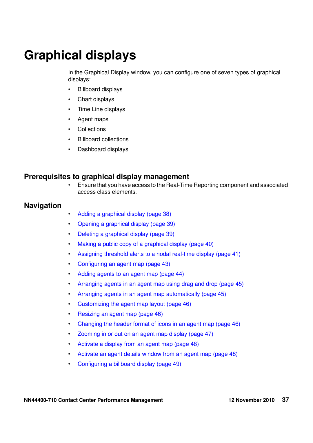 Avaya NN44400-710 manual Graphical displays, Prerequisites to graphical display management 