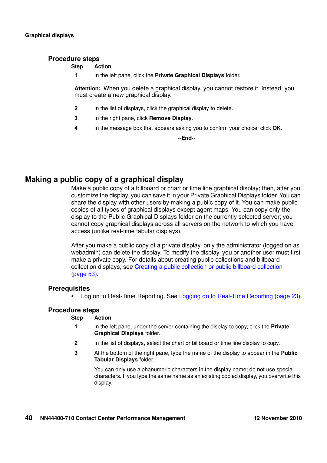 Avaya NN44400-710 manual Making a public copy of a graphical display 