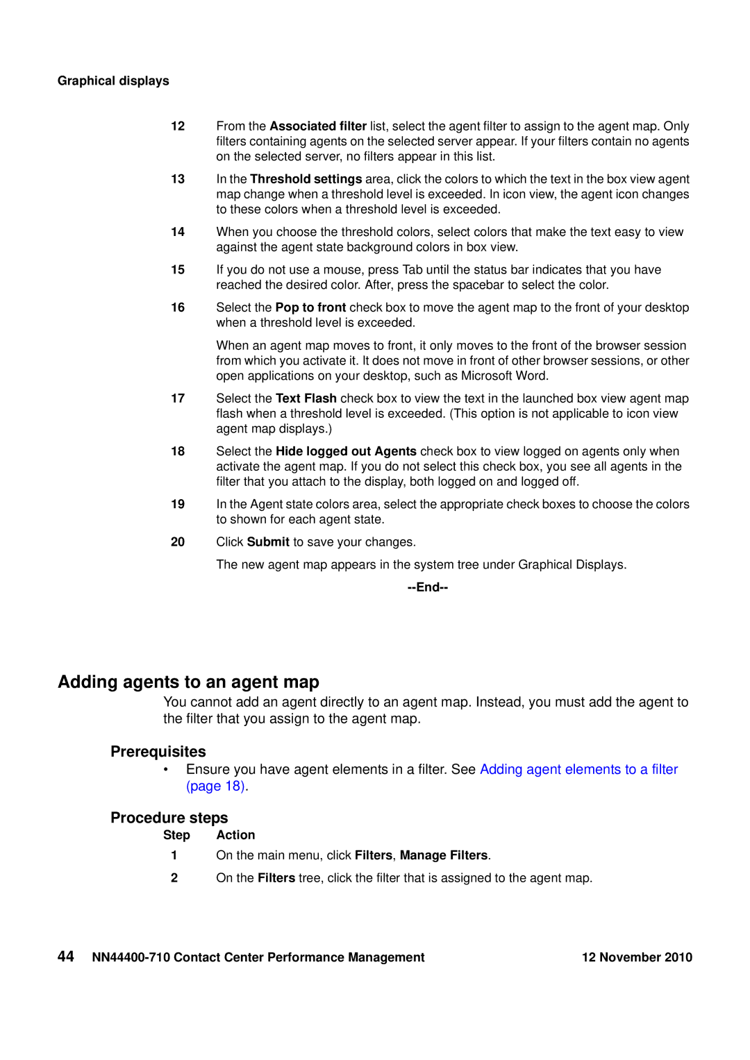 Avaya NN44400-710 manual Adding agents to an agent map, End 