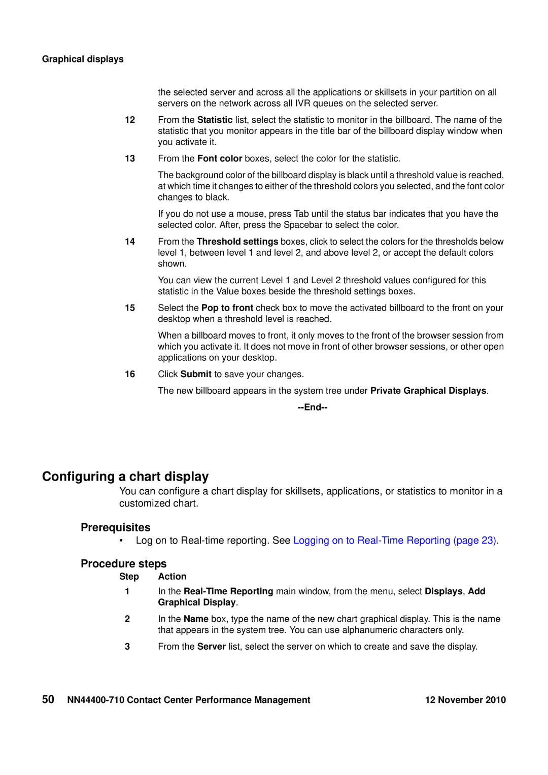 Avaya NN44400-710 manual Configuring a chart display 