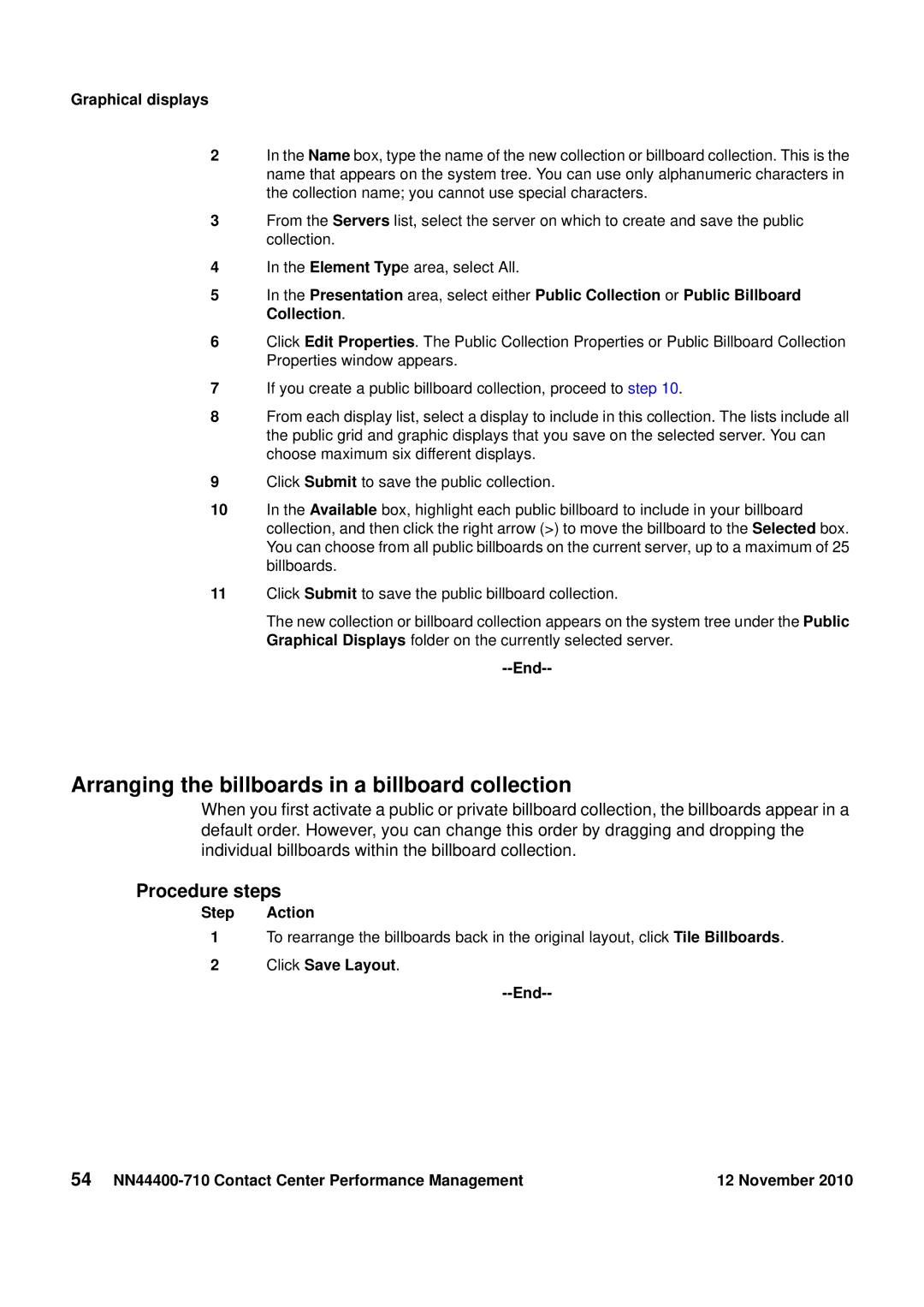 Avaya NN44400-710 manual Arranging the billboards in a billboard collection 
