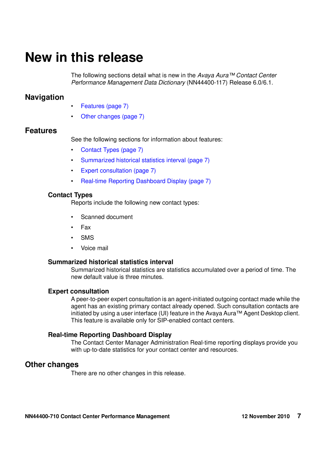 Avaya NN44400-710 manual New in this release, Navigation, Features, Other changes 