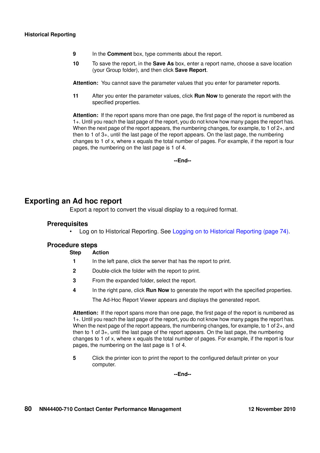 Avaya NN44400-710 manual Exporting an Ad hoc report 