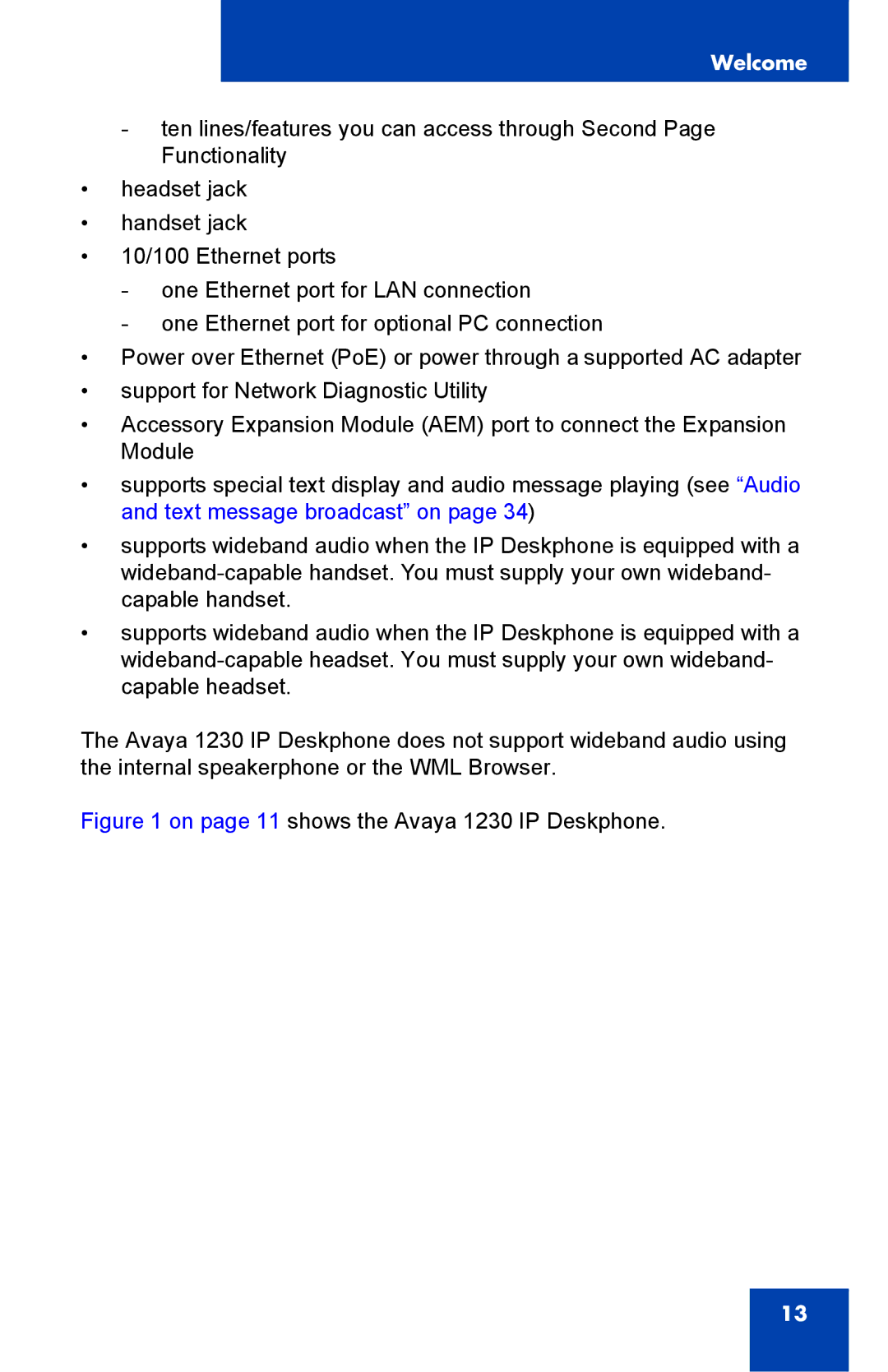 Avaya NTYS20DC70E6 manual On page 11 shows the Avaya 1230 IP Deskphone 