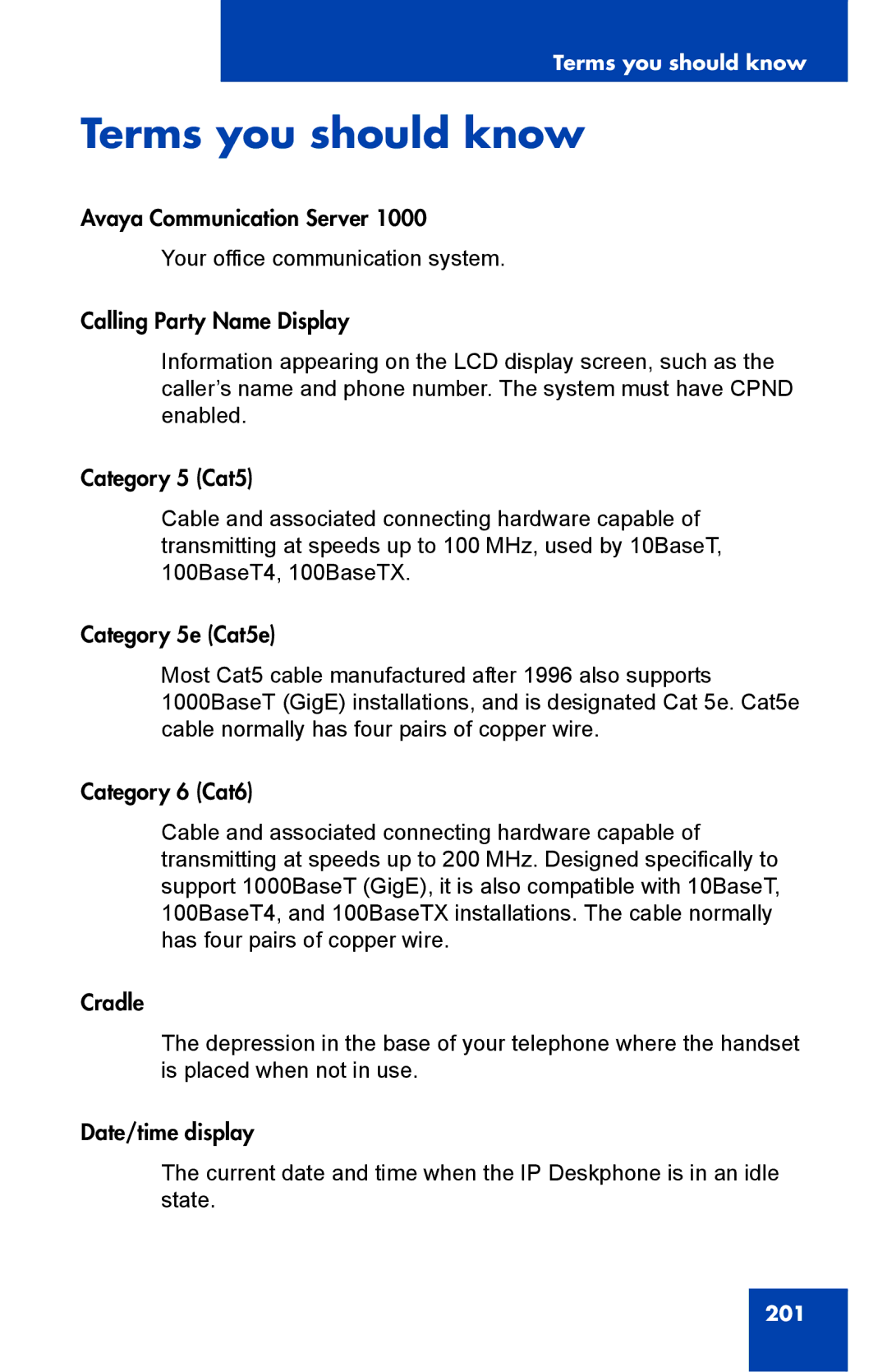 Avaya 1230, NTYS20DC70E6 manual Terms you should know 