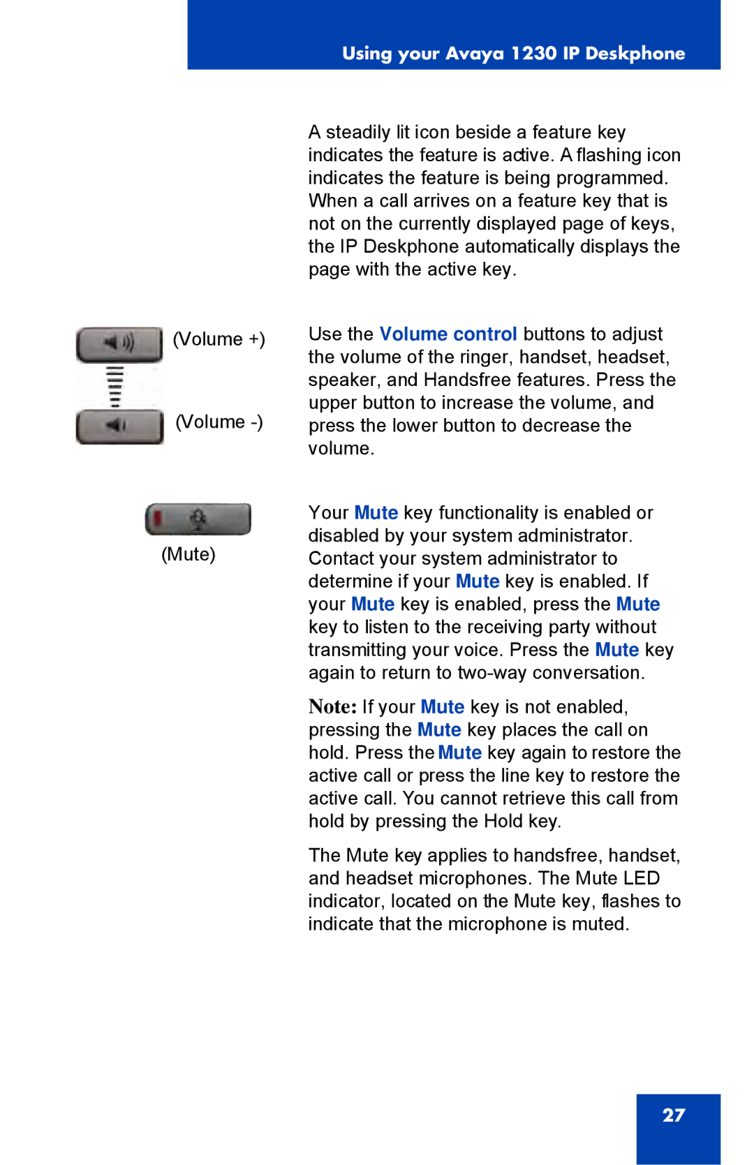 Avaya NTYS20DC70E6 manual Using your Avaya 1230 IP Deskphone 