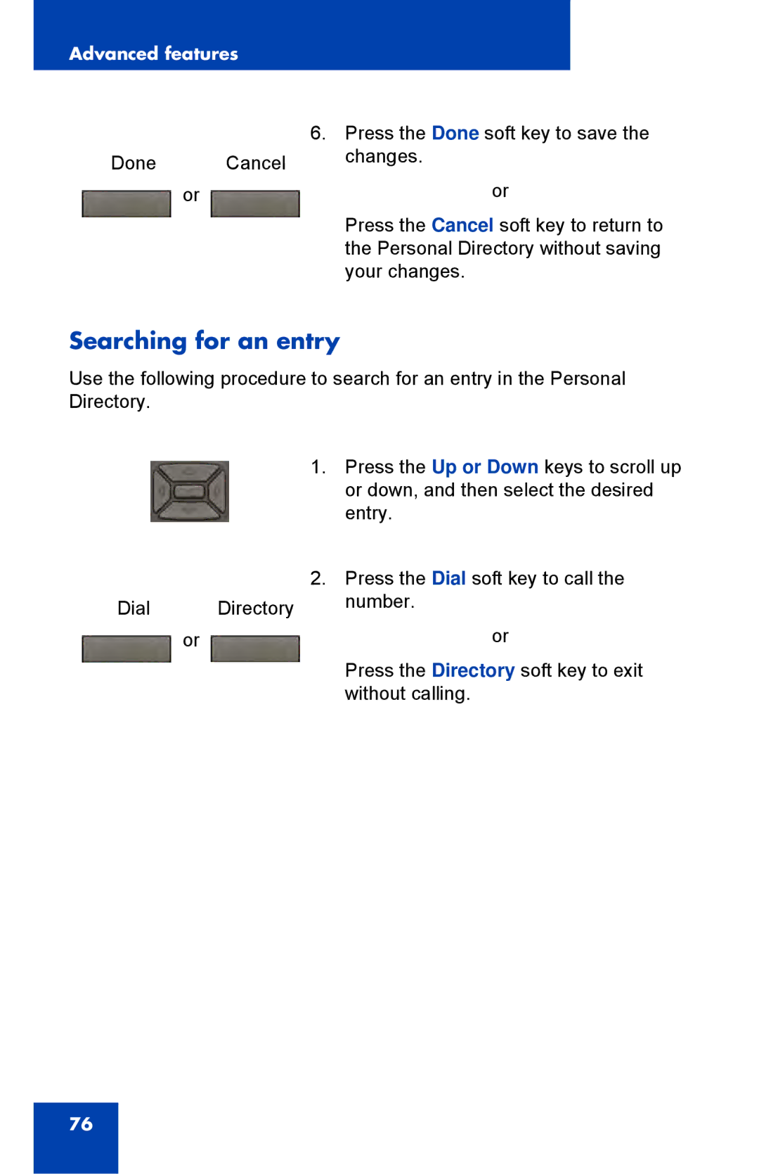 Avaya NTYS20DC70E6, 1230 manual Searching for an entry 