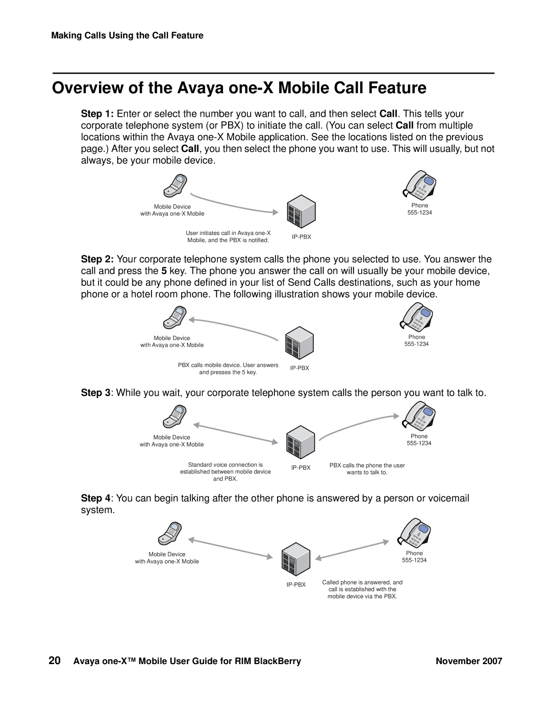 Avaya One-X for RIM Blackberry manual Overview of the Avaya one-X Mobile Call Feature 