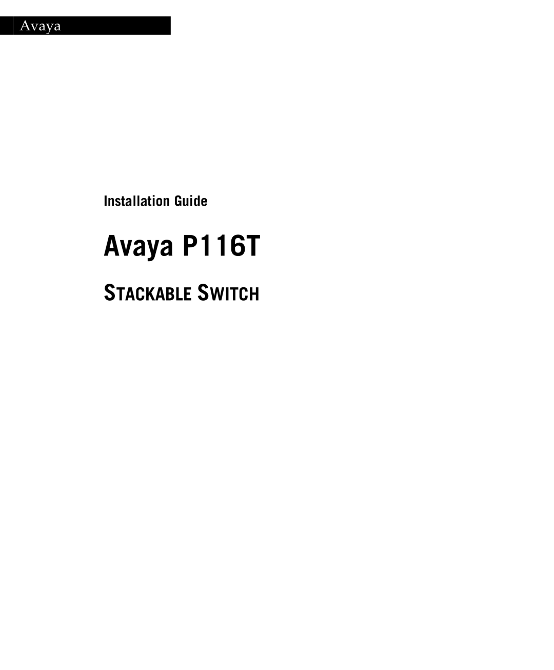 Avaya manual Avaya P116T 