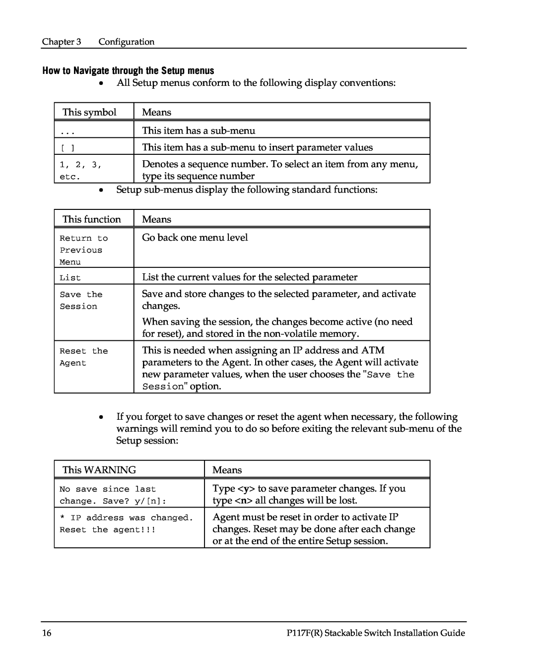 Avaya P117F(R) manual How to Navigate through the Setup menus 