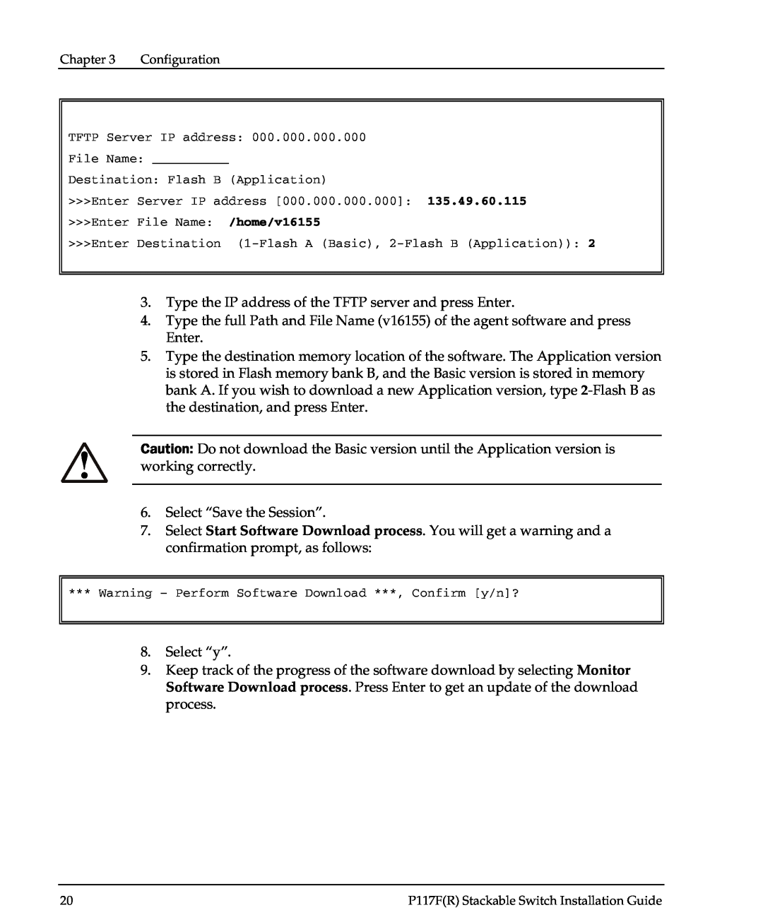 Avaya P117F(R) manual Type the IP address of the TFTP server and press Enter 