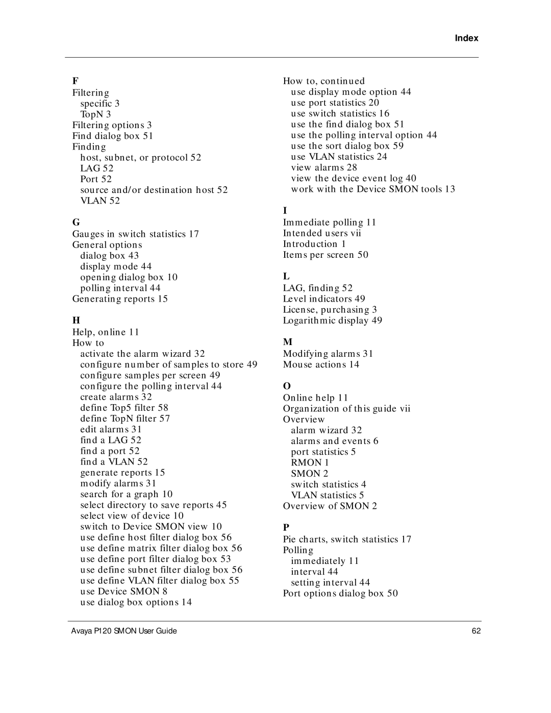 Avaya P120 SMON manual Smon 