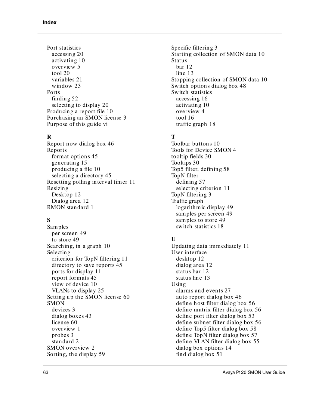 Avaya P120 SMON manual Avaya P120 Smon User Guide 