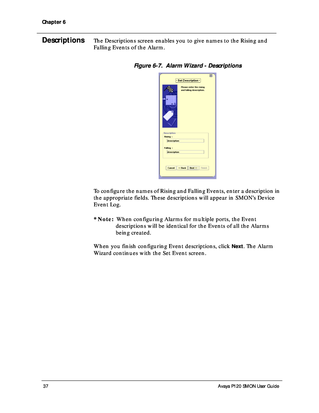 Avaya P120 SMON manual 7. Alarm Wizard - Descriptions 