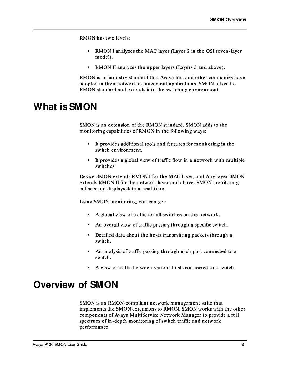 Avaya P120 SMON manual What is SMON, Overview of SMON 