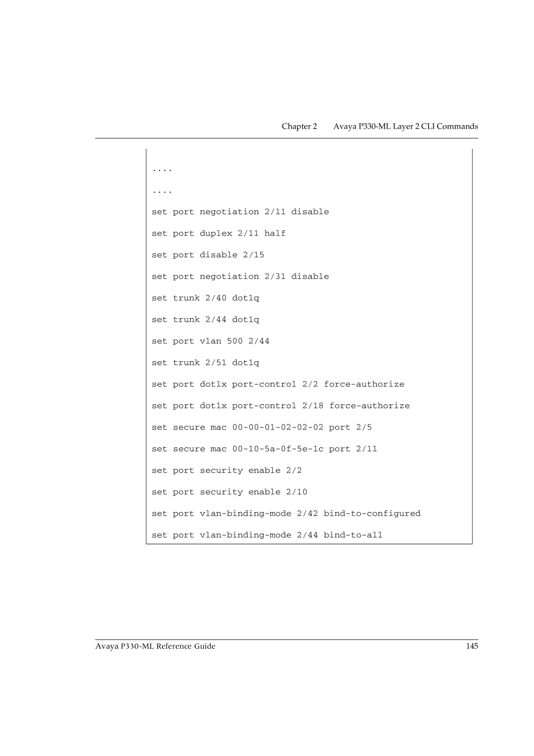 Avaya P330-ML-ML manual Avaya P330-ML Reference Guide 145 